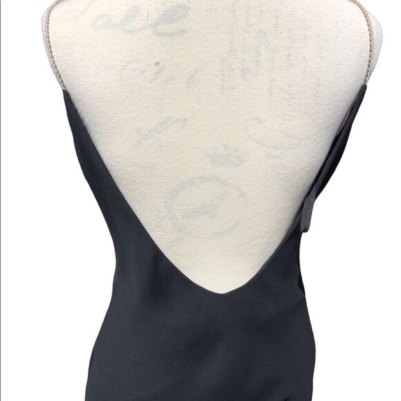 Vintage Dave & Johnny Rhinestone Strap Low Back Bias Cut Little Black Dress - Picture 12 of 16